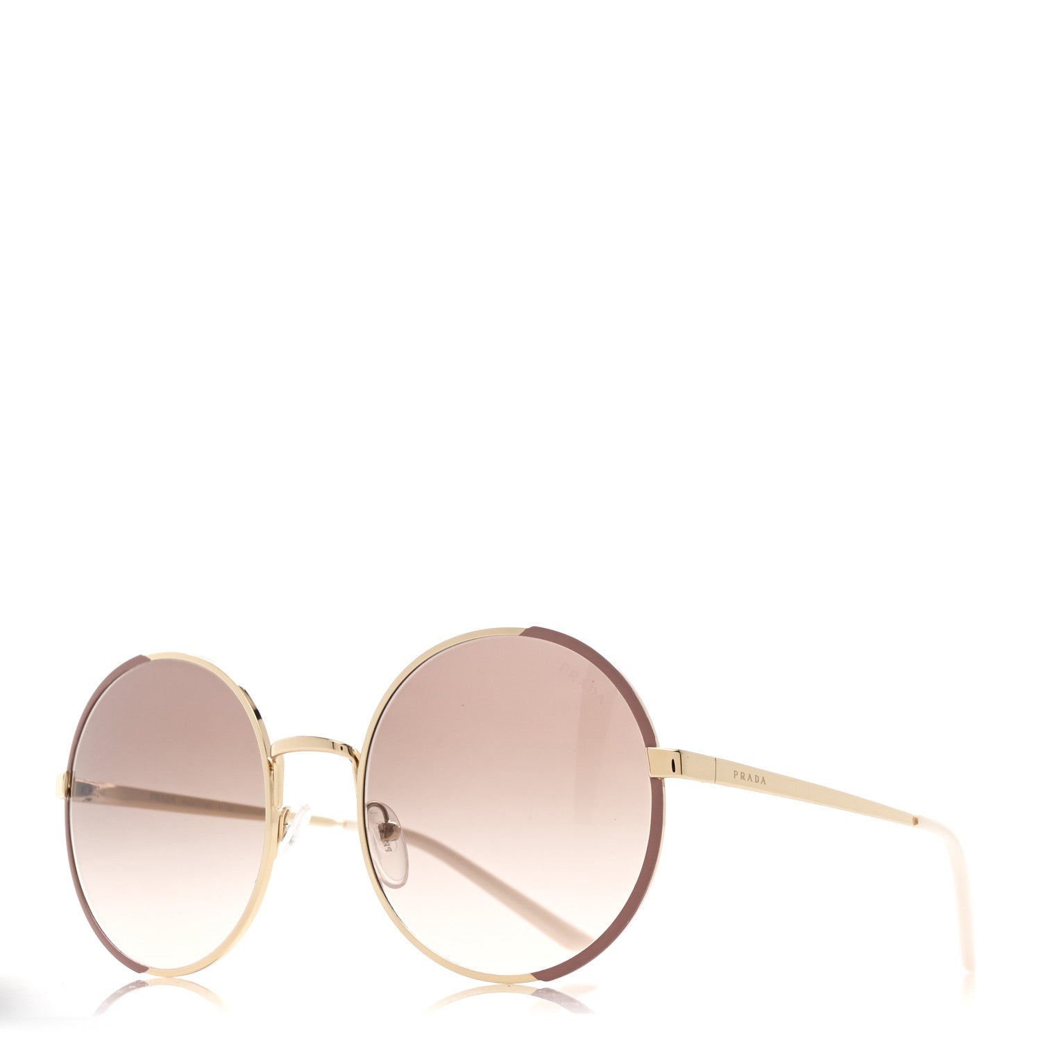 Prada Oversized Round Sunglasses — Gold SPR 59X