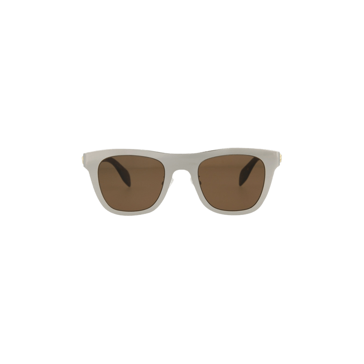Alexander McQueen Square Frame Metal Sunglasses — Silver