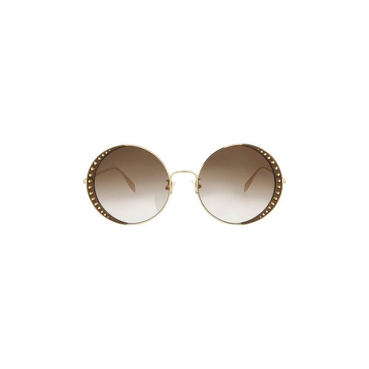 Alexander McQueen Round Frame Metal Sunglasses — Gold