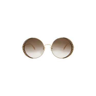 Alexander McQueen Round Frame Metal Sunglasses — Gold