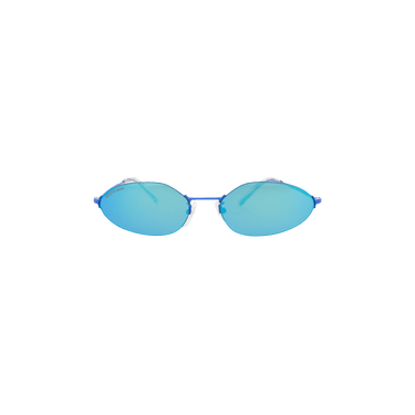 Balenciaga Round Frame Metal Sunglasses — Blue