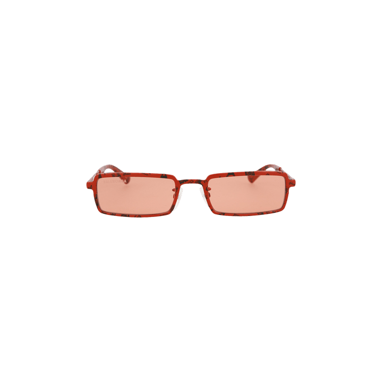 Balenciaga Square Frame Metal Sunglasses — Red