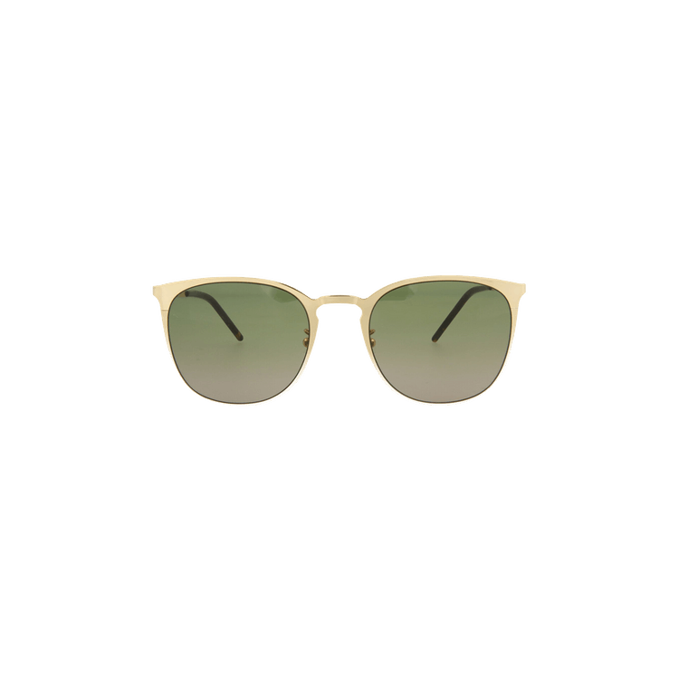 Saint Laurent Round Frame Metal Sunglasses — Gold