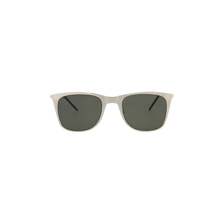 Saint Laurent Square Frame Metal Sunglasses — Silver