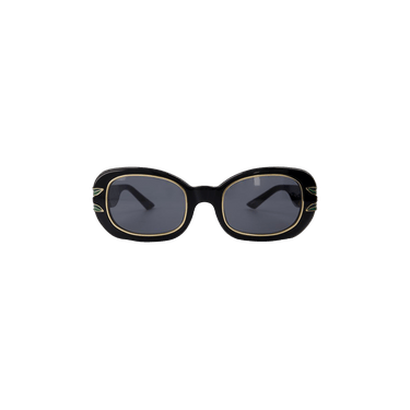 Casablanca Oval Sunglasses With Laurel Detail — Black