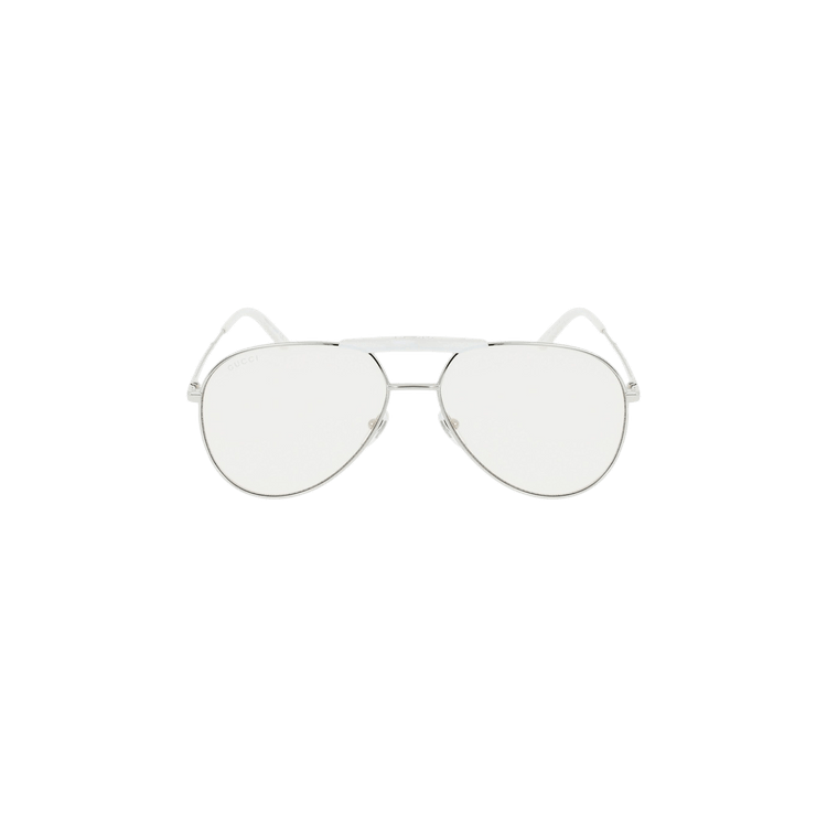 Gucci Aviator Style Metal Sunglasses — Silver