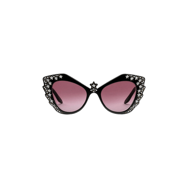Gucci Star Stud Crystal Acetate Cat-Eye Sunglasses — Black