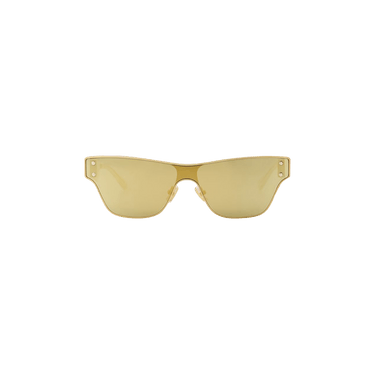 Bottega Veneta Metal Shield Square Sunglasses — Gold