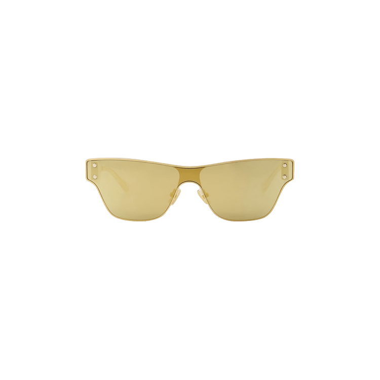 Bottega Veneta Metal Shield Square Sunglasses — Gold