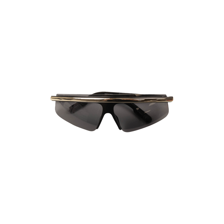 Kenzo Metallic Rim Visor Sunglasses — Black