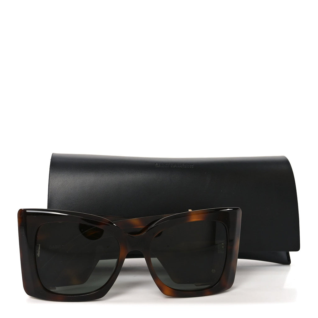 Saint Laurent Square Sunglasses — Tortoise