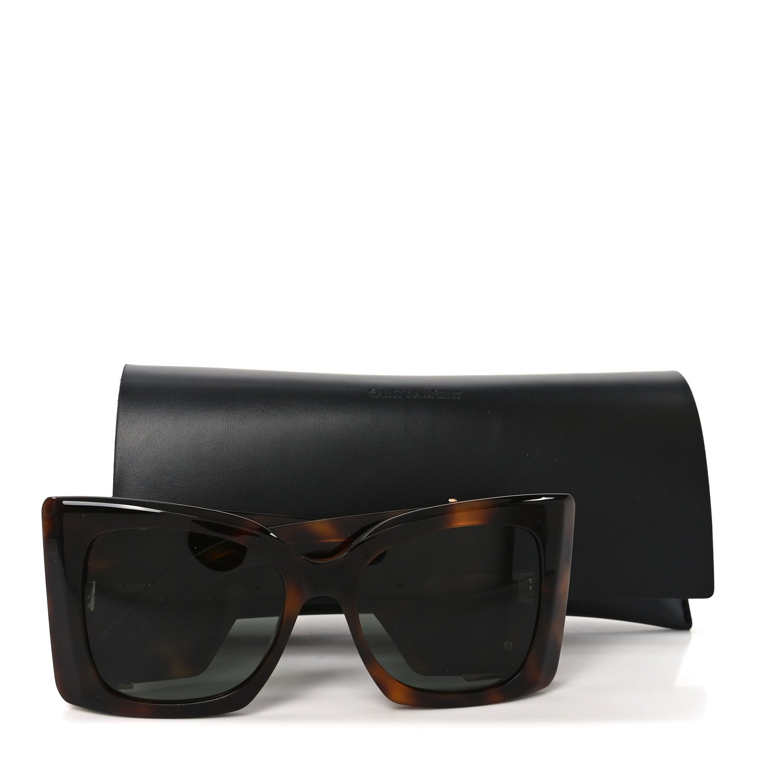 Saint Laurent Square Sunglasses — Tortoise