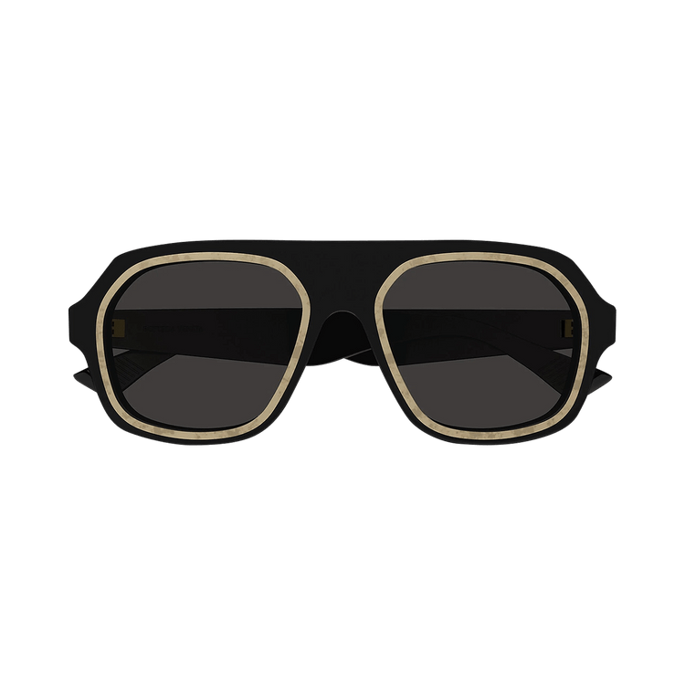 Bottega Veneta Rim Aviator Sunglasses — Black