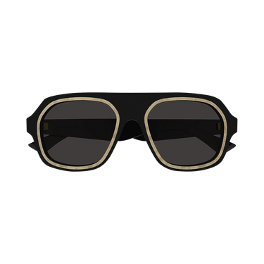 Bottega Veneta Rim Aviator Sunglasses — Black