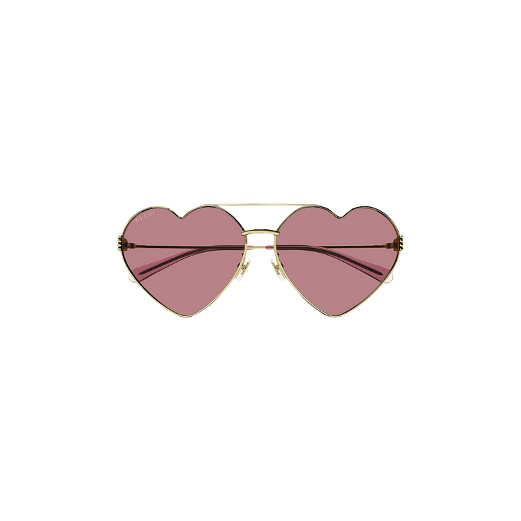 Gucci Heart Frame Sunglasses — Gold
