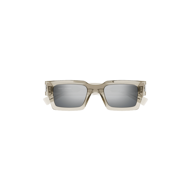 Saint Laurent Geometric Frame Sunglasses — Tan