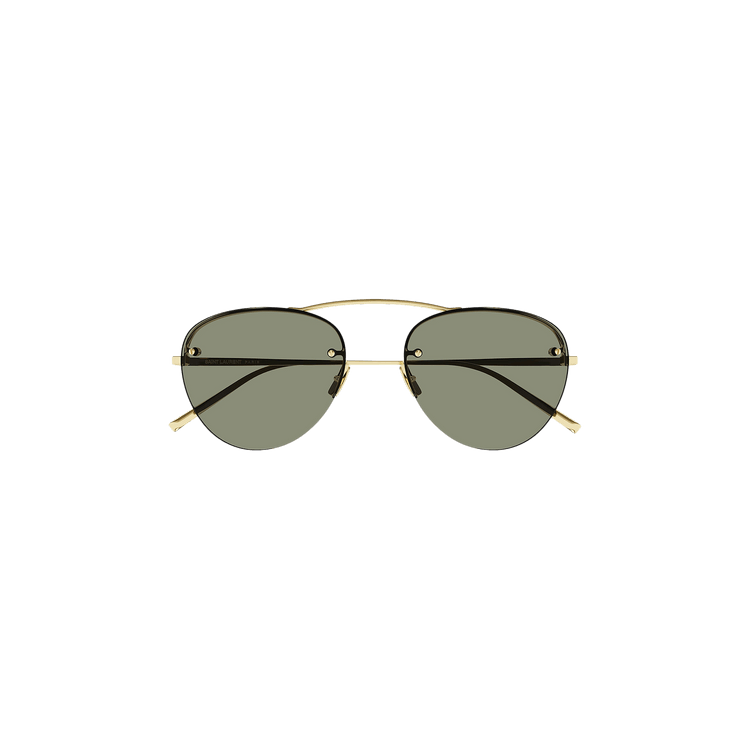 Saint Laurent Rimless Aviator Sunglasses — Gold