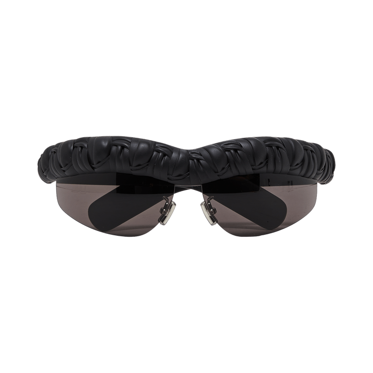 Bottega Veneta Pleat Wraparound Sunglasses — Black