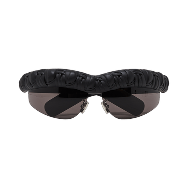 Bottega Veneta Pleat Wraparound Sunglasses — Black