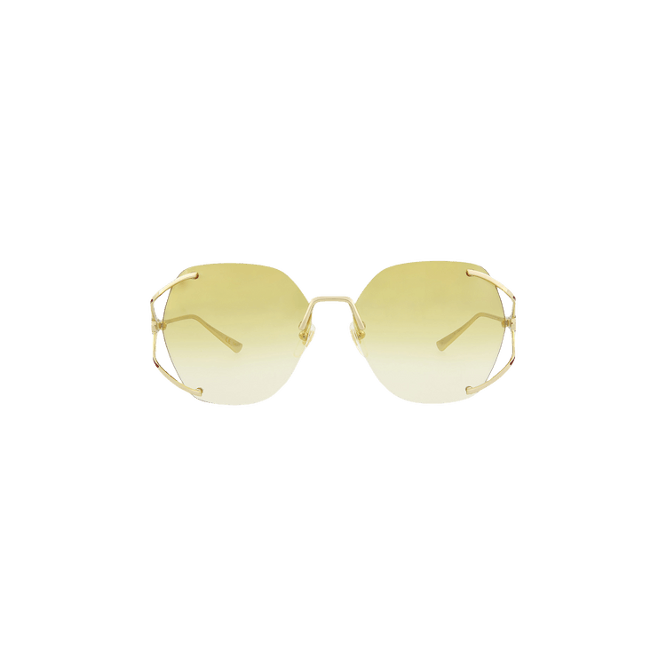 Gucci Rimless Geometric Sunglasses — Gold