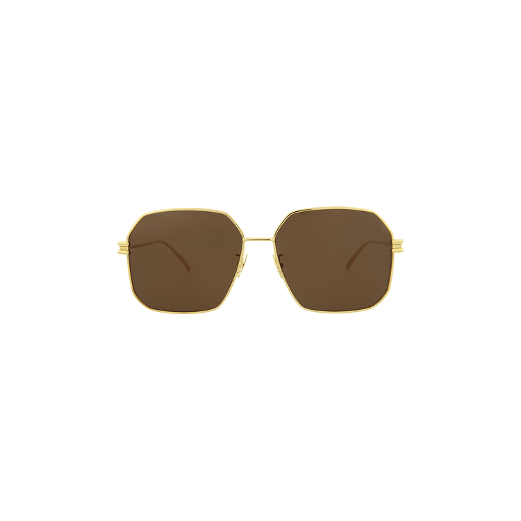 Bottega Veneta Geometric Frame Sunglasses — Brown