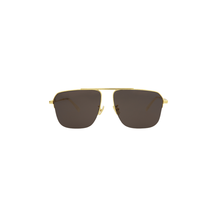 Bottega Veneta Half Rim Square Sunglasses — Grey