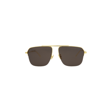 Bottega Veneta Half Rim Square Sunglasses — Grey