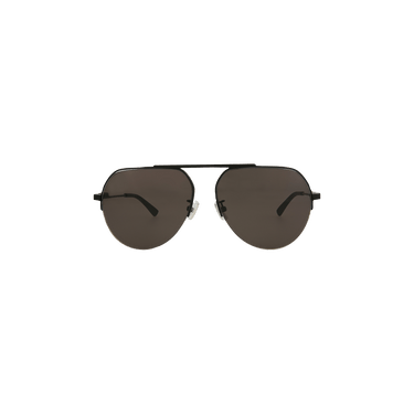 Bottega Veneta Half Rim Round Sunglasses — Black