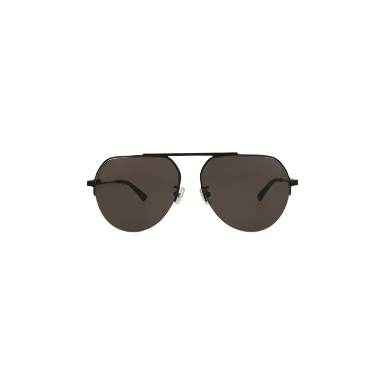 Bottega Veneta Half Rim Round Sunglasses — Black