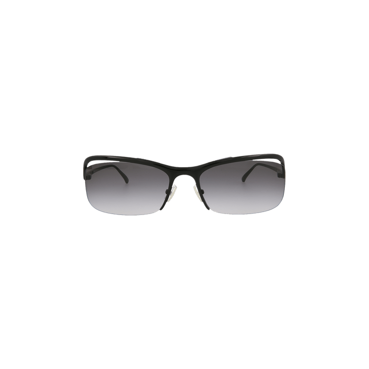Bottega Veneta Half Rim Rectangular Sunglasses — Black