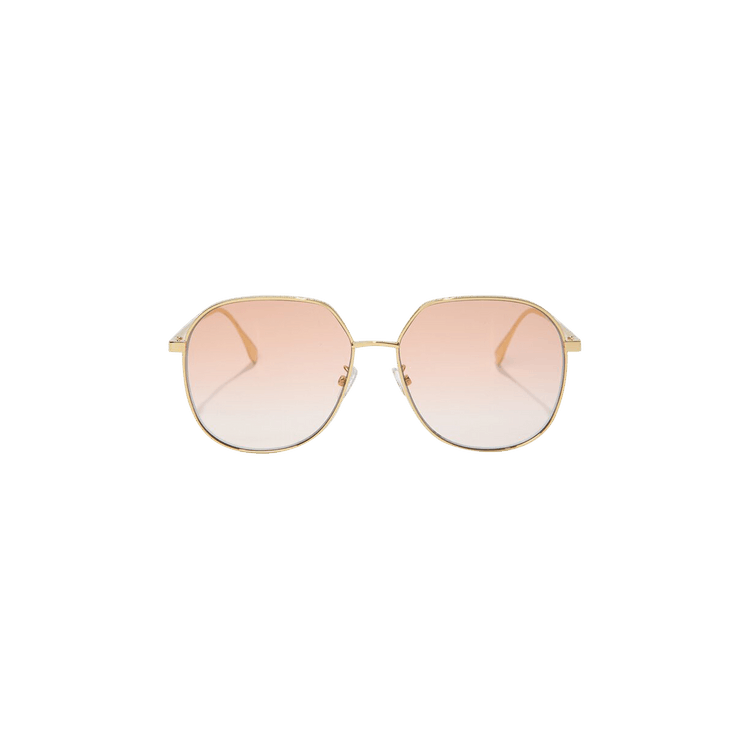 Fendi Oversized Round Metal Sunglasses — Gold