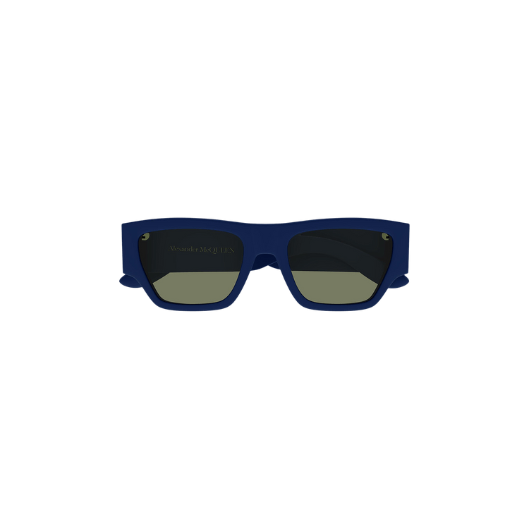 Alexander McQueen Big Square Wide Frame Sunglasses — Blue