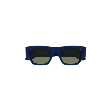 Alexander McQueen Big Square Wide Frame Sunglasses — Blue