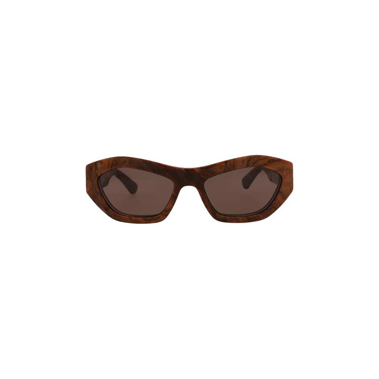 Bottega Veneta Wrap Around Sunglasses — Brown