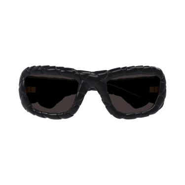 Bottega Veneta Intrecciato Round Sunglasses — Black