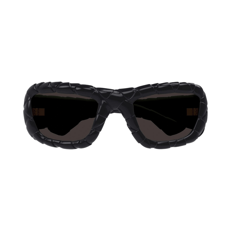 Bottega Veneta Intrecciato Round Sunglasses — Black