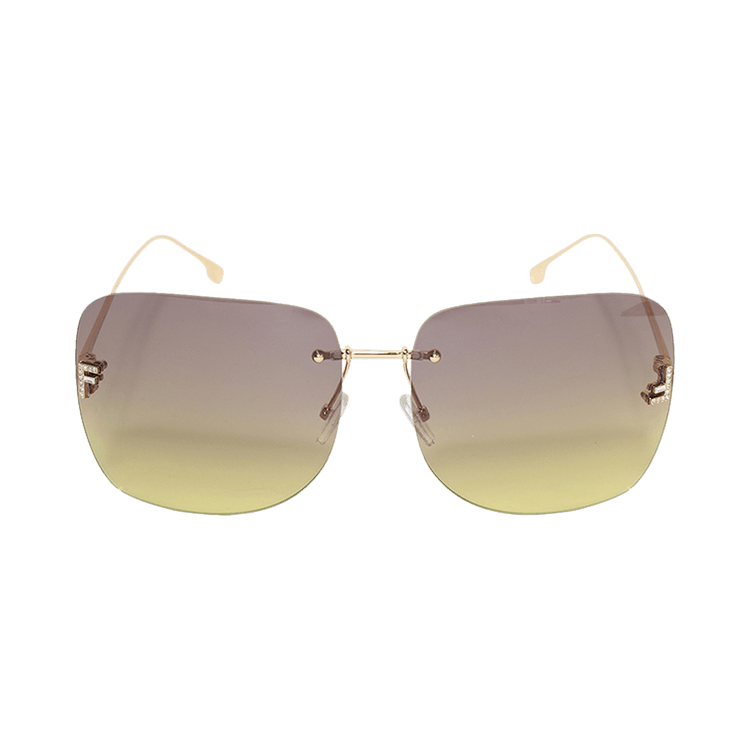 Fendi Square Crystal Sunglasses — Gold