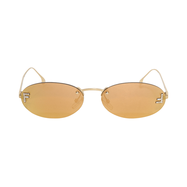 Fendi Oval Crystal Sunglasses — Gold