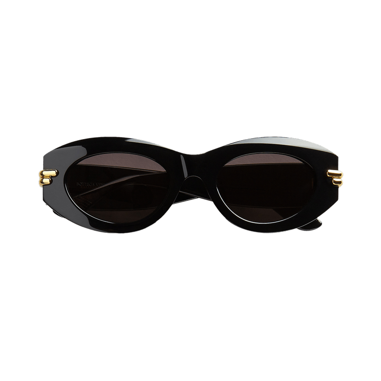 Bottega Veneta Mitre Oval Sunglasses — Black