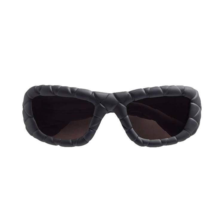 Bottega Veneta Intrecciato Rectangular Sunglasses — Black