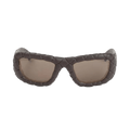 Bottega Veneta Intrecciato Rectangular Sunglasses — Brown