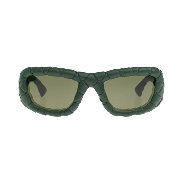 Bottega Veneta Intrecciato Rectangular Sunglasses — Green