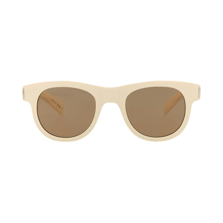 Saint Laurent Round Sunglasses — Cream