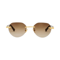 Bottega Veneta Gold Round Sunglasses — Gold