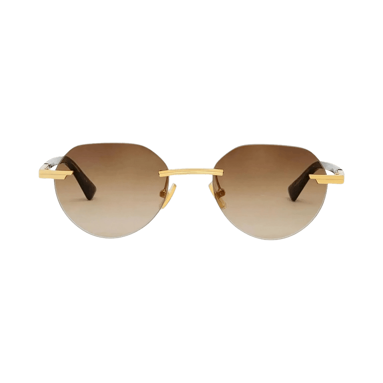 Bottega Veneta Gold Round Sunglasses — Gold