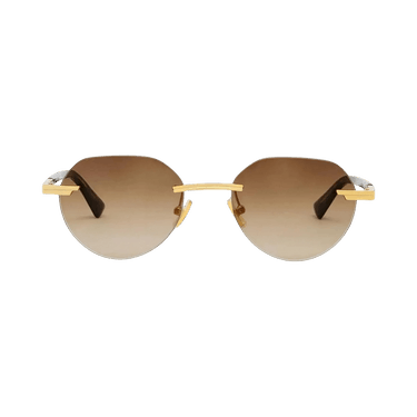 Bottega Veneta Gold Round Sunglasses — Gold