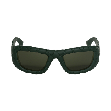 Bottega Veneta Intrecciato Rectangular Sunglasses — Black