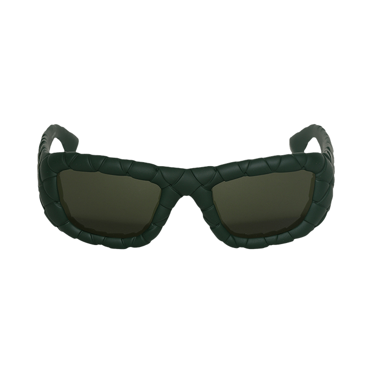 Bottega Veneta Intrecciato Rectangular Sunglasses — Black