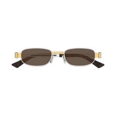 Bottega Veneta Rectangular Sunglasses — Silver