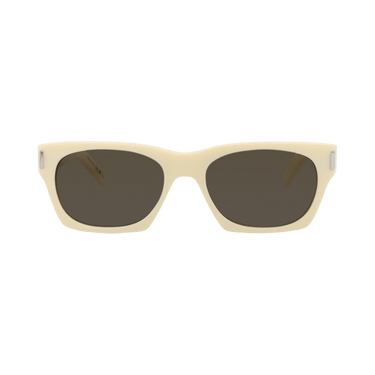 Saint Laurent Square Sunglasses — Cream